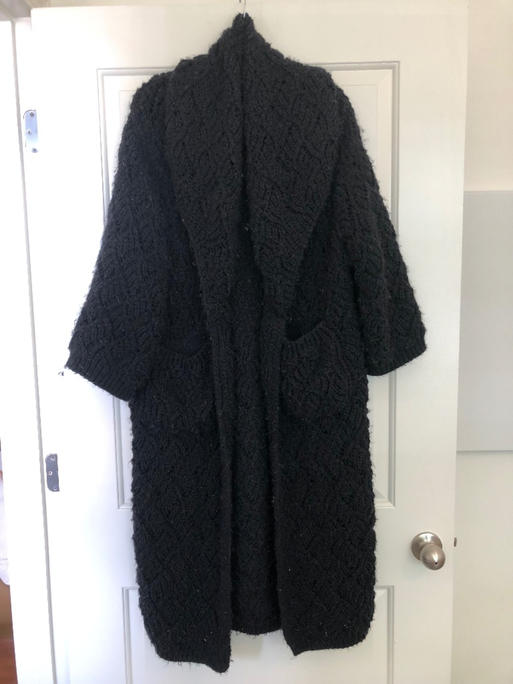 Zara - Medium - Cotton Black Sweater Jacket - 3/4 sleeve